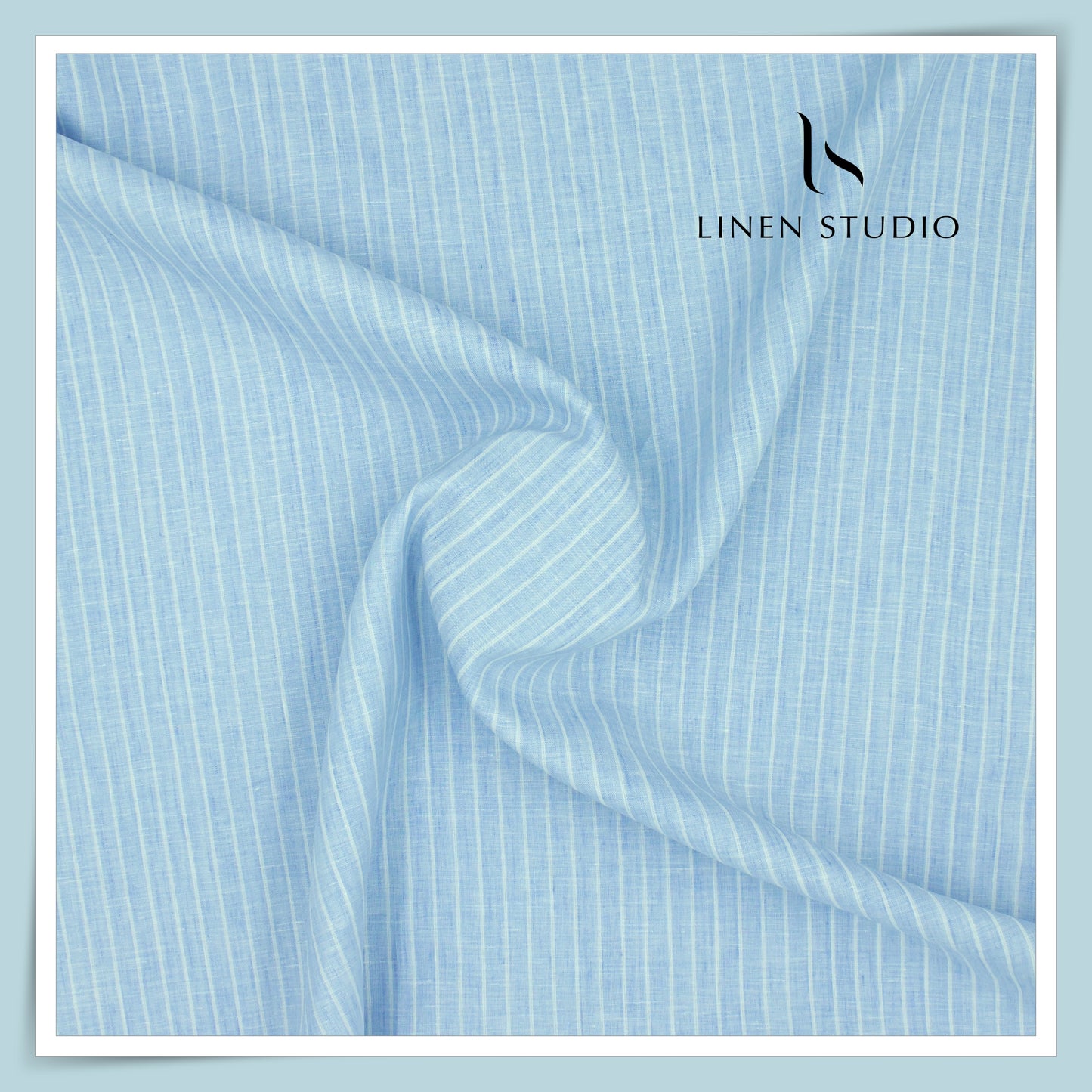 80 Lea Premium Shirting by Burgoyne - Neptune Blue Stripes (NEW)