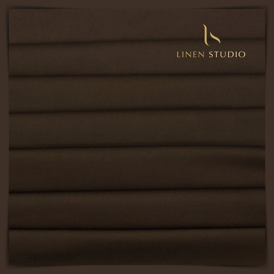 Premium Giza Cotton Satin Lycra Suiting - Walnut Brown (98% Cotton 2% Lycra)