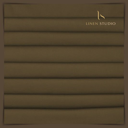 Premium Giza Cotton Satin Lycra Suiting - Wood Brown (98% Cotton 2% Lycra)