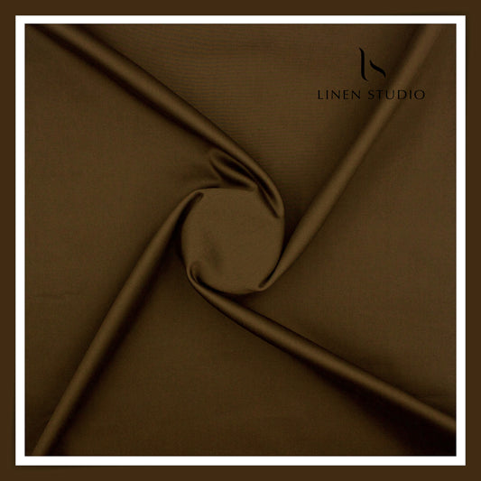 Premium Giza Cotton Satin Lycra Suiting - Metallic Bronze (98% Cotton 2% Lycra) (NEW)