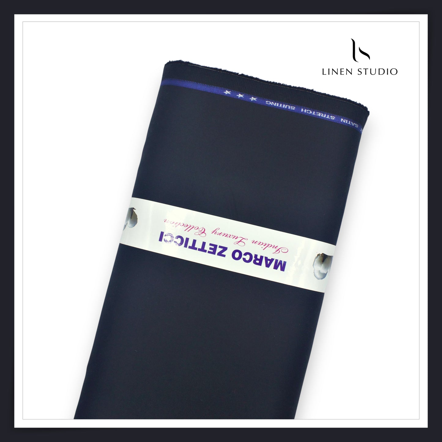 Premium Giza Cotton Satin Lycra Suiting - Dark Blue (98% Cotton 2% Lycra) (NEW)