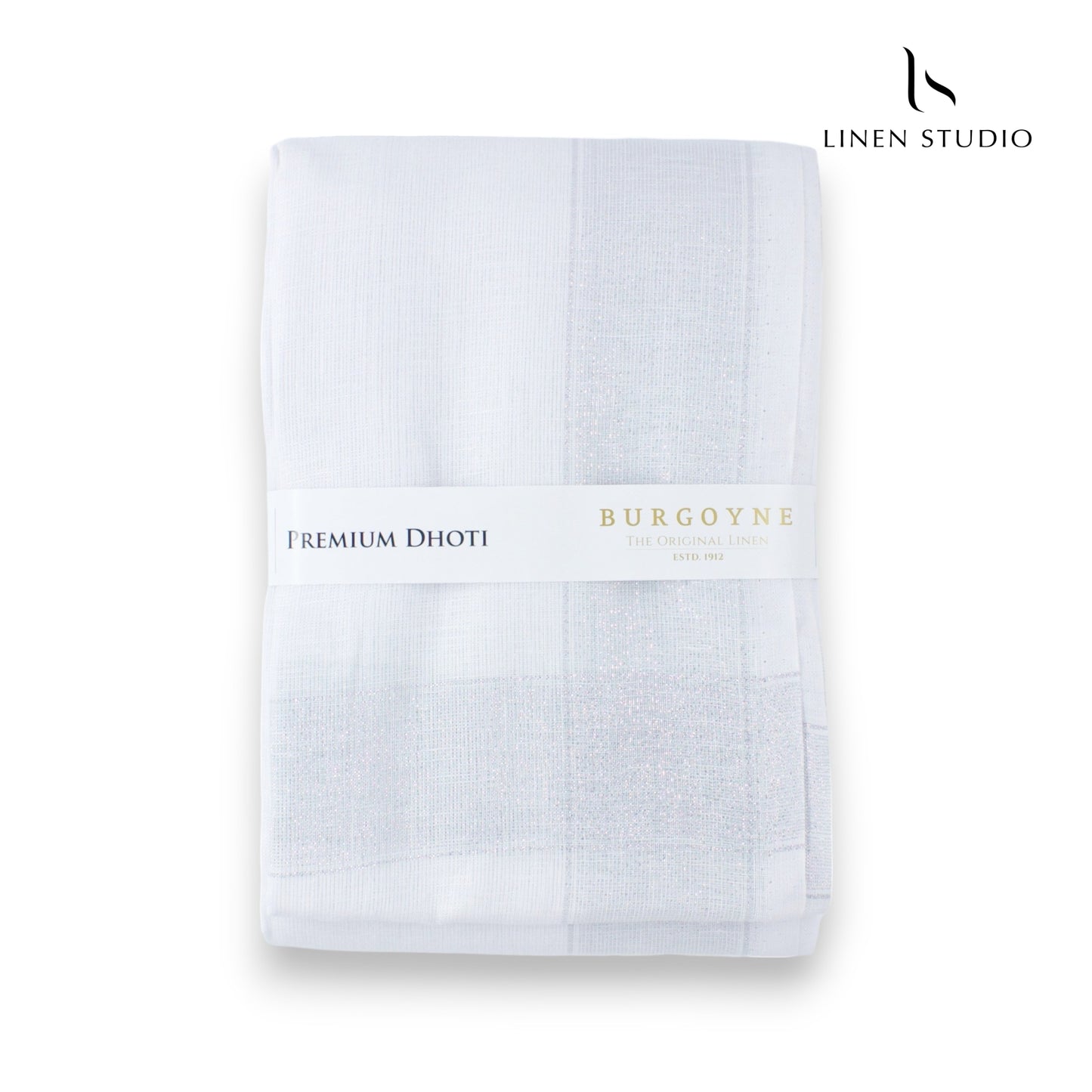 Silver Zari - Pure Linen Dhoti by Burgoyne - Linen Studio