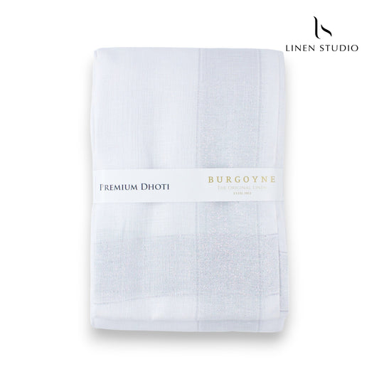 Silver Zari - Pure Linen Dhoti by Burgoyne - Linen Studio