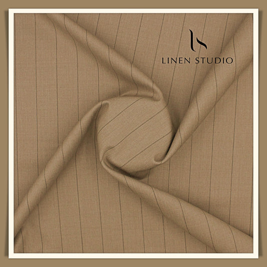 100's Australian Wool Suiting by D&J - Dark Sand Stripes (NEW)