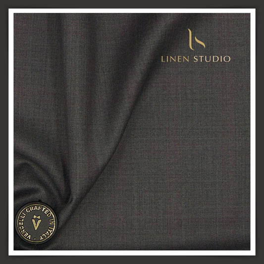 Super 150's Australian Merino Wool by Vercelli - Charcoal Grey Very Subtle Checks (NEW)