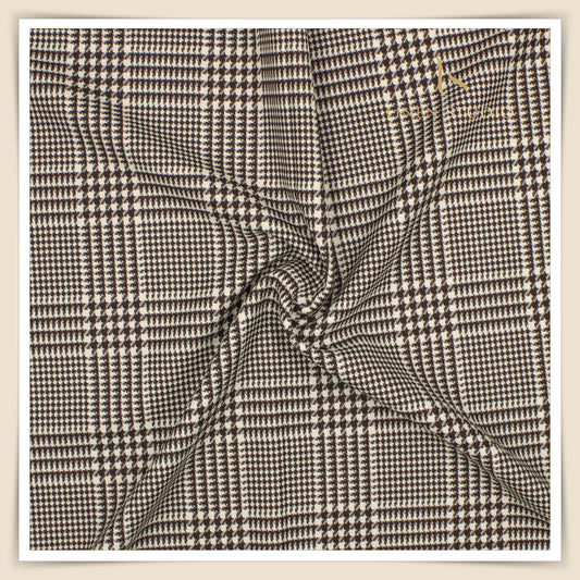 130's Australian Merino Wool by Vercelli - Brown Glen Plaid Checks (NEW)