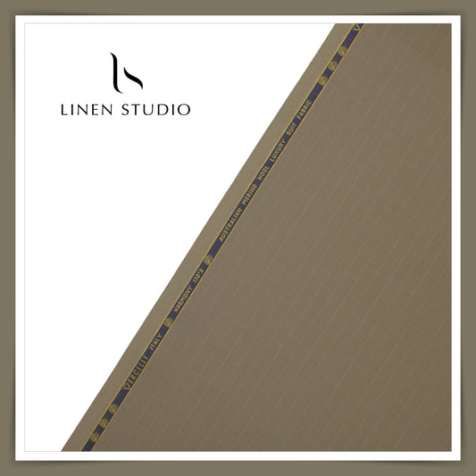 130's Australian Merino Wool by Vercelli - Dune Brown Classic Stripes (NEW)