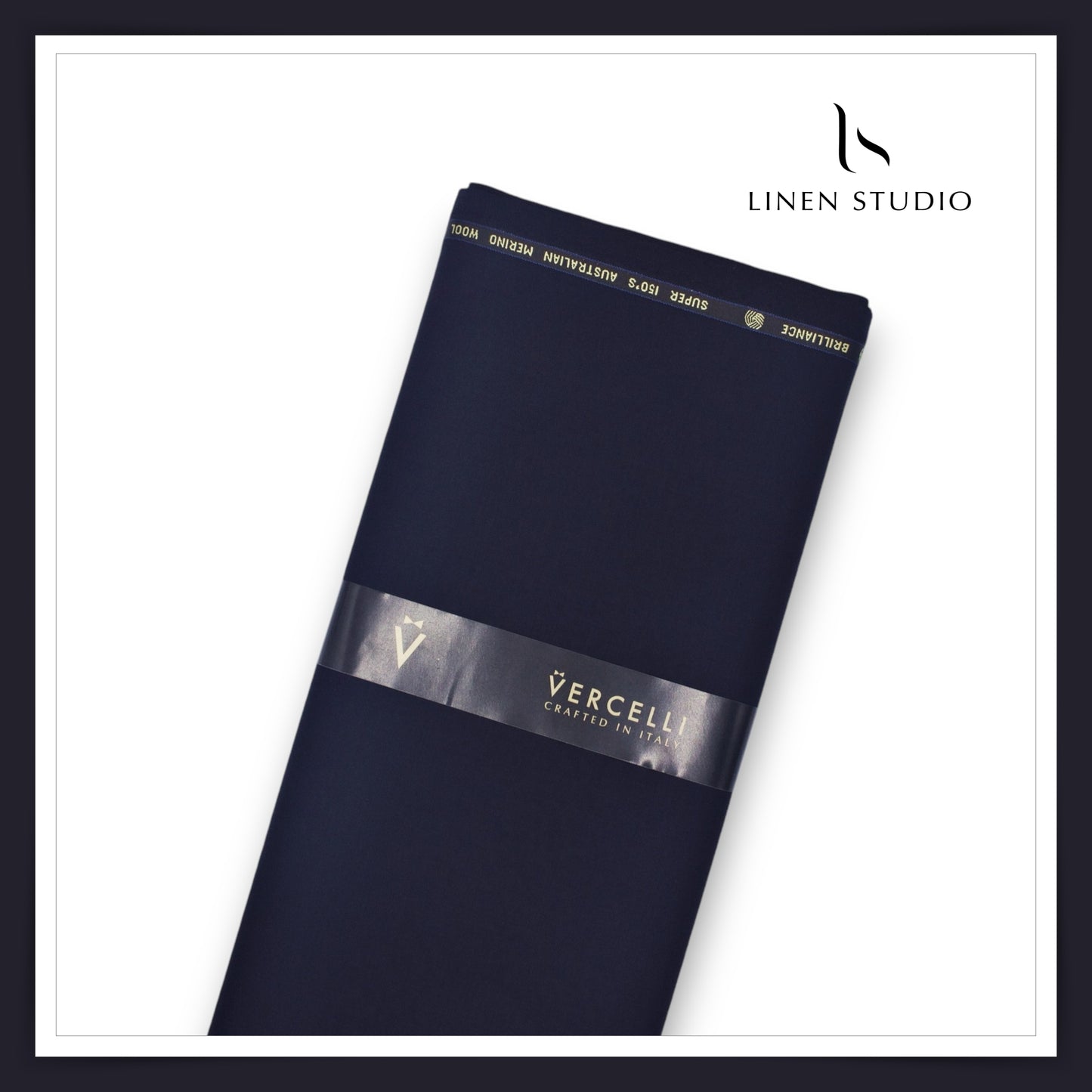 Super 150's Australian Merino Wool by Vercelli - Navy Blue - Linen Studio