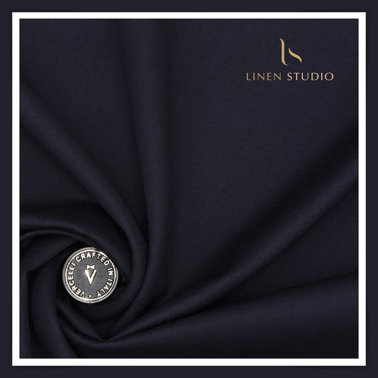Super 150's Australian Merino Wool by Vercelli - Navy Blue - Linen Studio