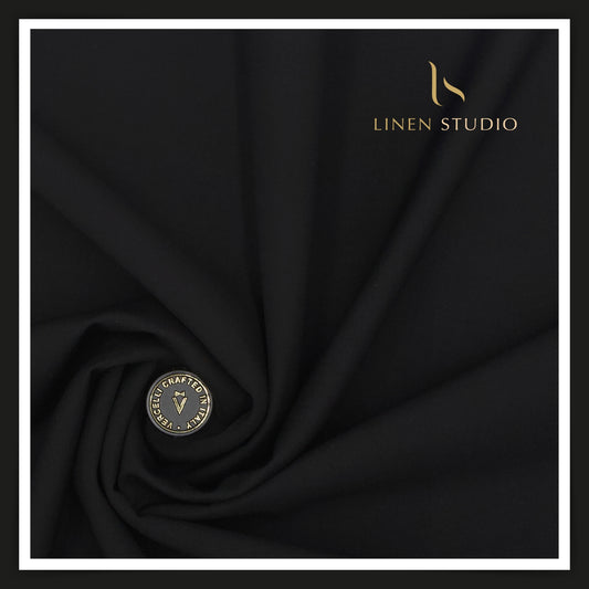Super 140's Australian Merino Wool by Vercelli - Japan Black (Highest Selling) - Linen Studio