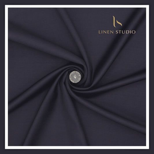 Super 120's Australian Merino Wool by Vercelli - Navy Blue - Linen Studio