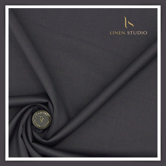 Super 120's Australian Merino Wool by Vercelli - Anchor Grey (With Stretch) - Linen Studio