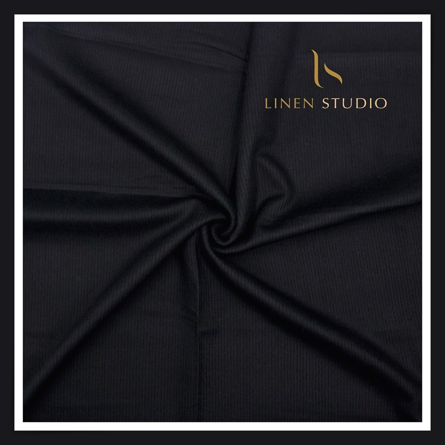 100% Merino & Cashmere Wool Flannel Suiting by Vercelli - Dark Blue with Black Stripes (NEW)