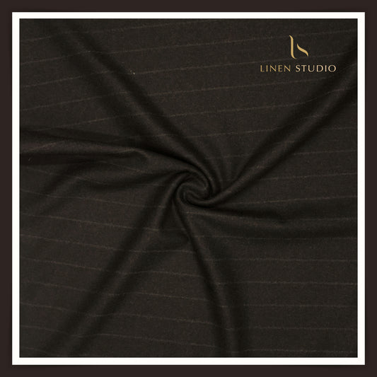 100% Australian Merino Wool by Vercelli - Milled Brown with Grey Stripes (NEW)