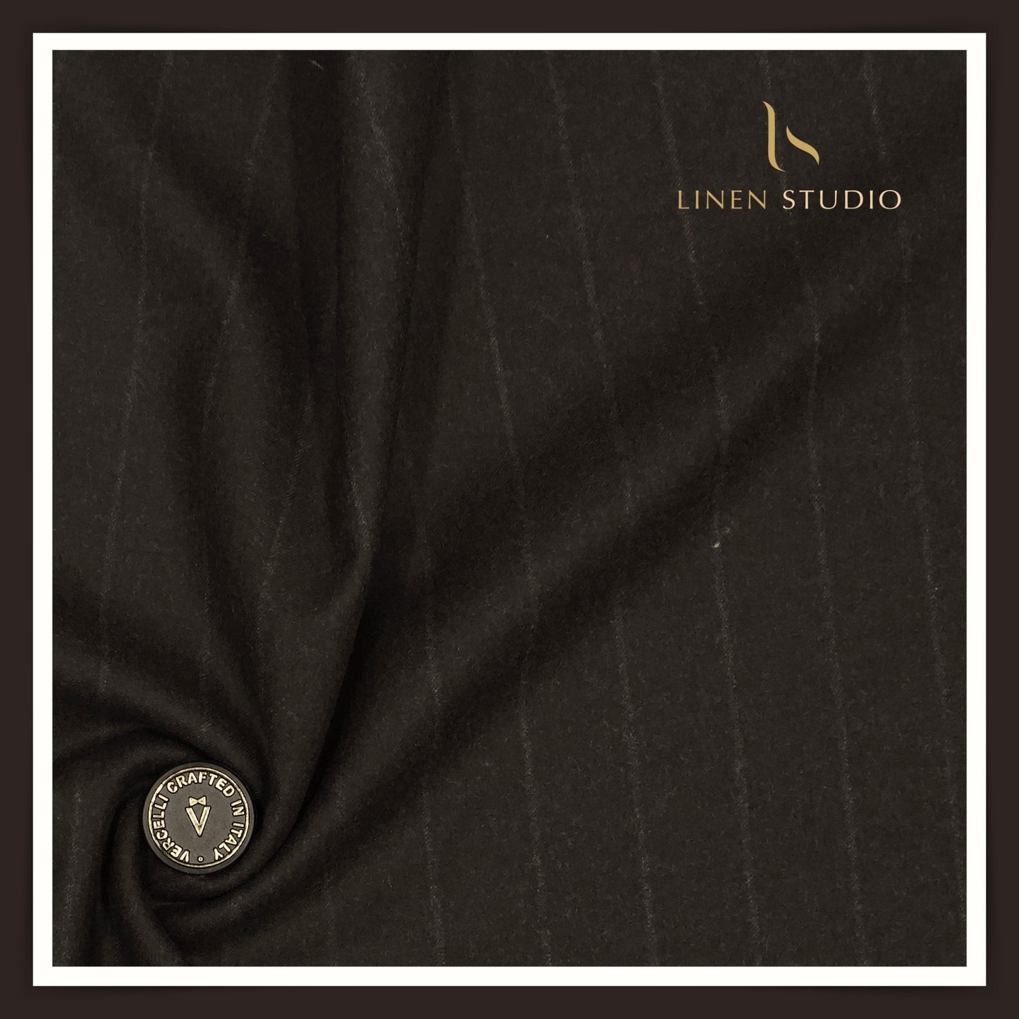 100% Australian Merino Wool by Vercelli - Milled Brown with Grey Stripes (NEW)