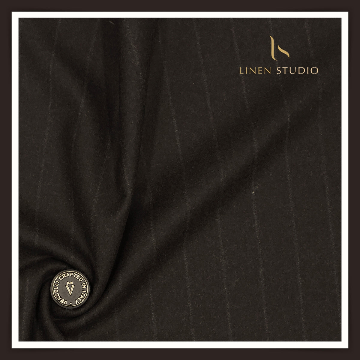 Vercelli Italy 100% Pure Milled Wool Premium Suiting- Brown With Grey Stripes (NEW)