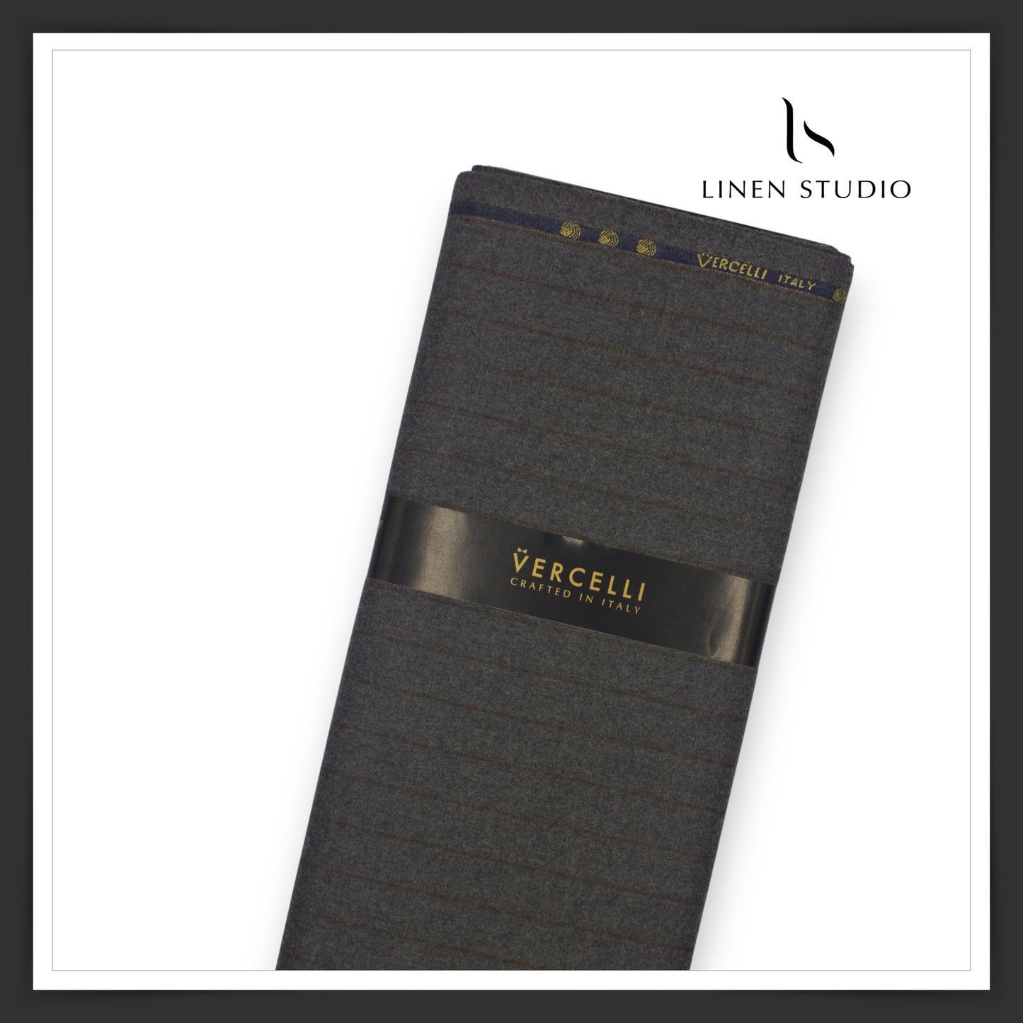 100% Australian Merino Wool by Vercelli - Milled Dark Grey Stripes (NEW)
