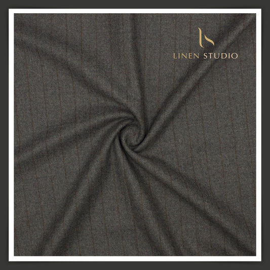 100% Australian Merino Wool by Vercelli - Milled Dark Grey Stripes (NEW)