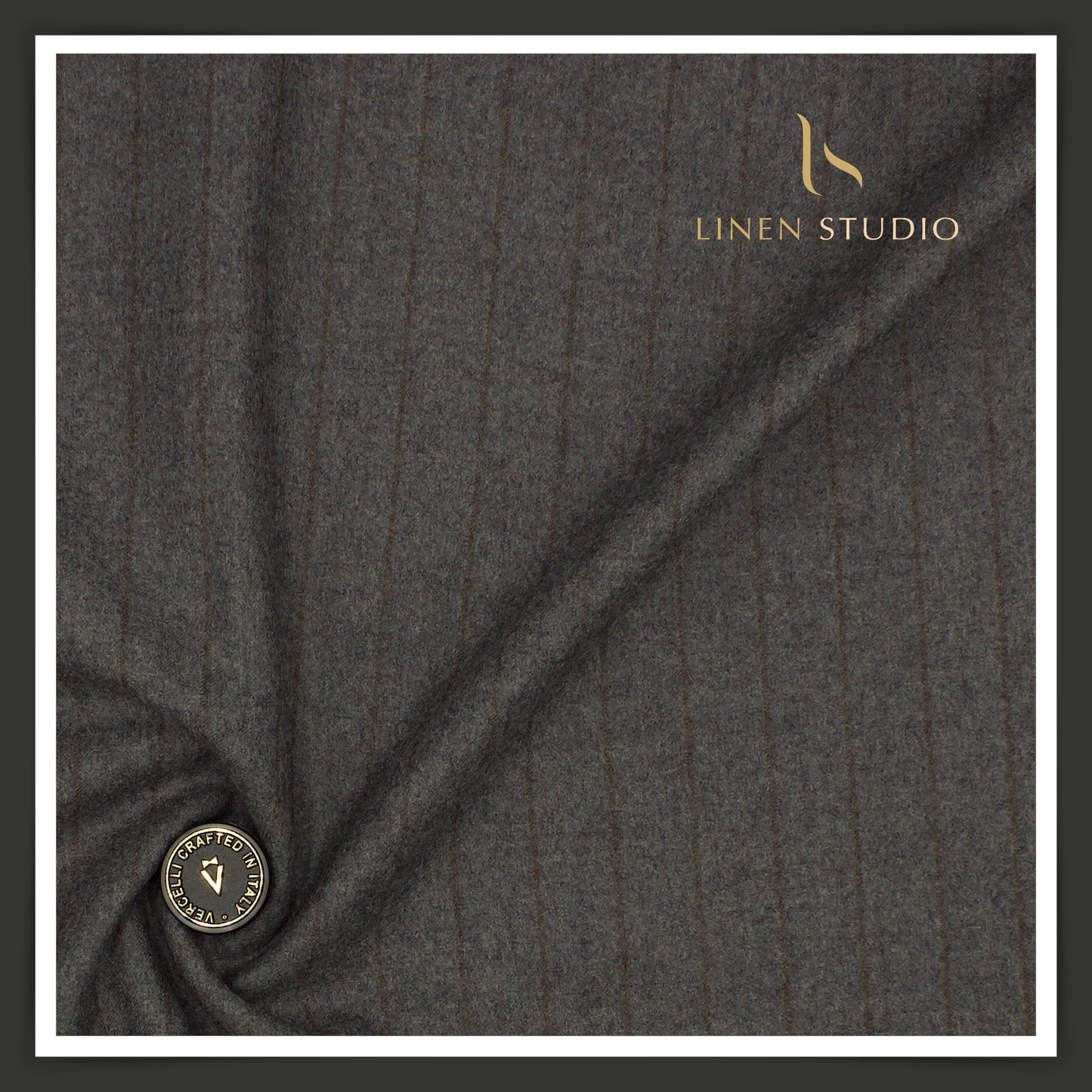 100% Australian Merino Wool by Vercelli - Milled Dark Grey Stripes (NEW)