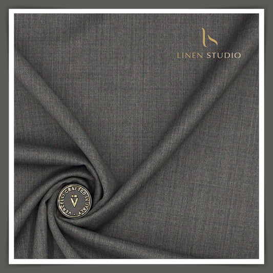 Super 120's Australian Merino Wool by Vercelli - Seal Grey (With Stretch) - Linen Studio