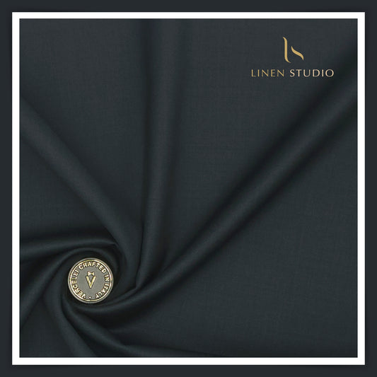 Super 120's Australian Merino Wool by Vercelli - Dark Greenish Grey (With Stretch) - Linen Studio