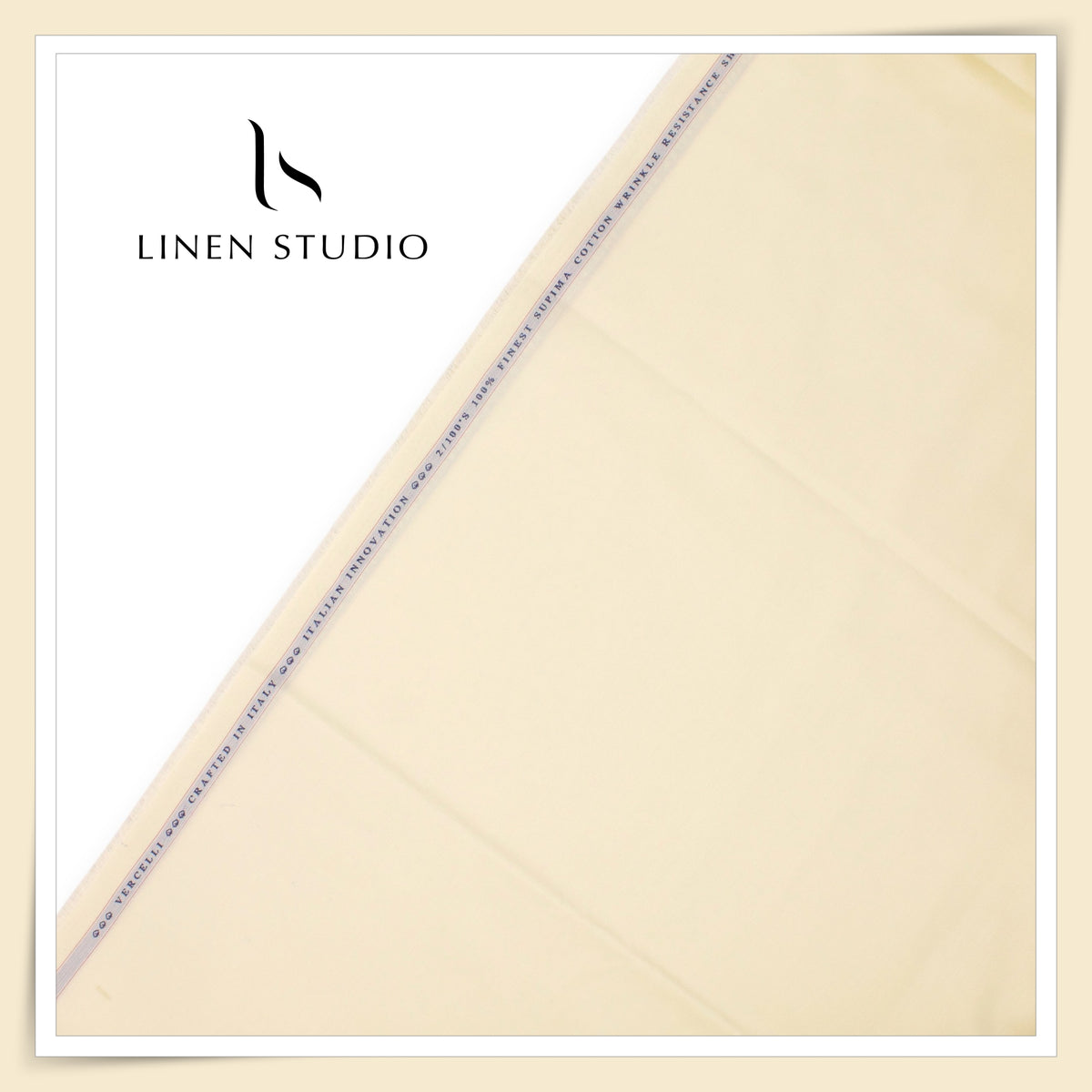100% Supima Cotton Shirting by Vercelli Italy - 2/100's Wrinkle Resistant, Dark Cream (FLAT RATE)
