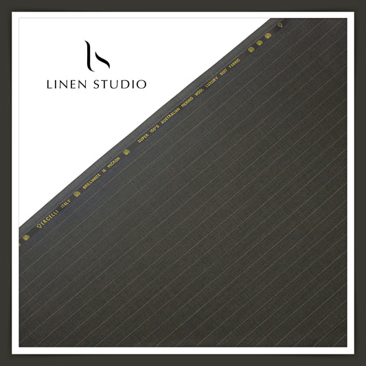 Super 150's Australian Merino Wool by Vercelli - English Grey White Stripes (NEW)