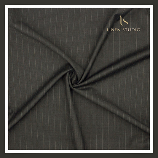 Super 150's Australian Merino Wool by Vercelli - English Grey White Stripes (NEW)