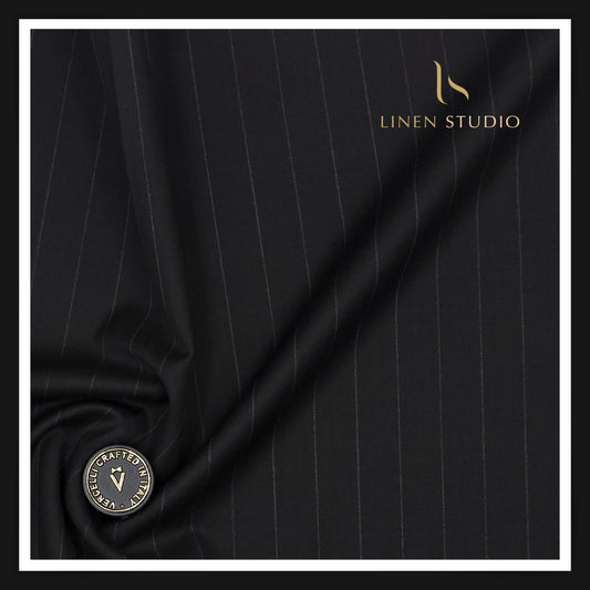 Super 150's Australian Merino Wool by Vercelli - Charcoal Grey Very Subtle Checks (NEW)