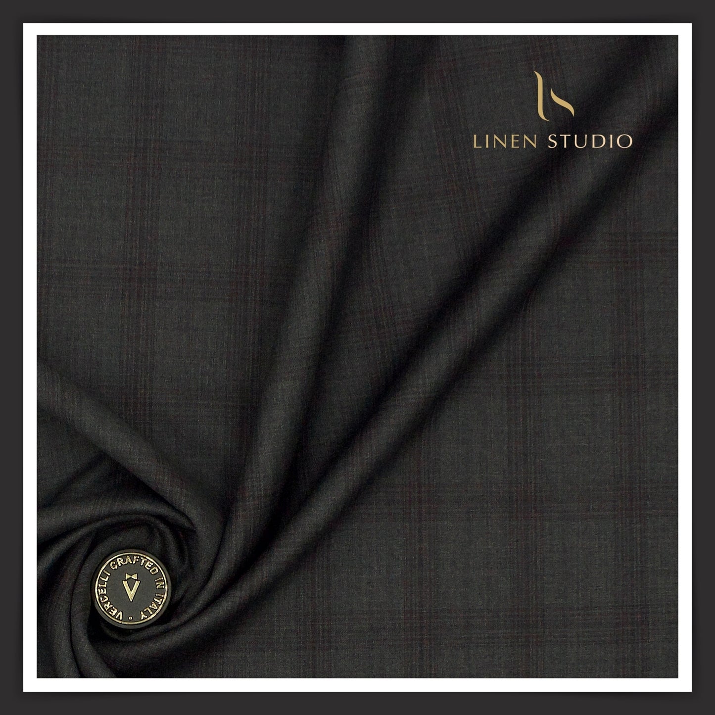 Super 150's Australian Merino Wool by Vercelli - Dark Grey with Classic Checks (NEW)