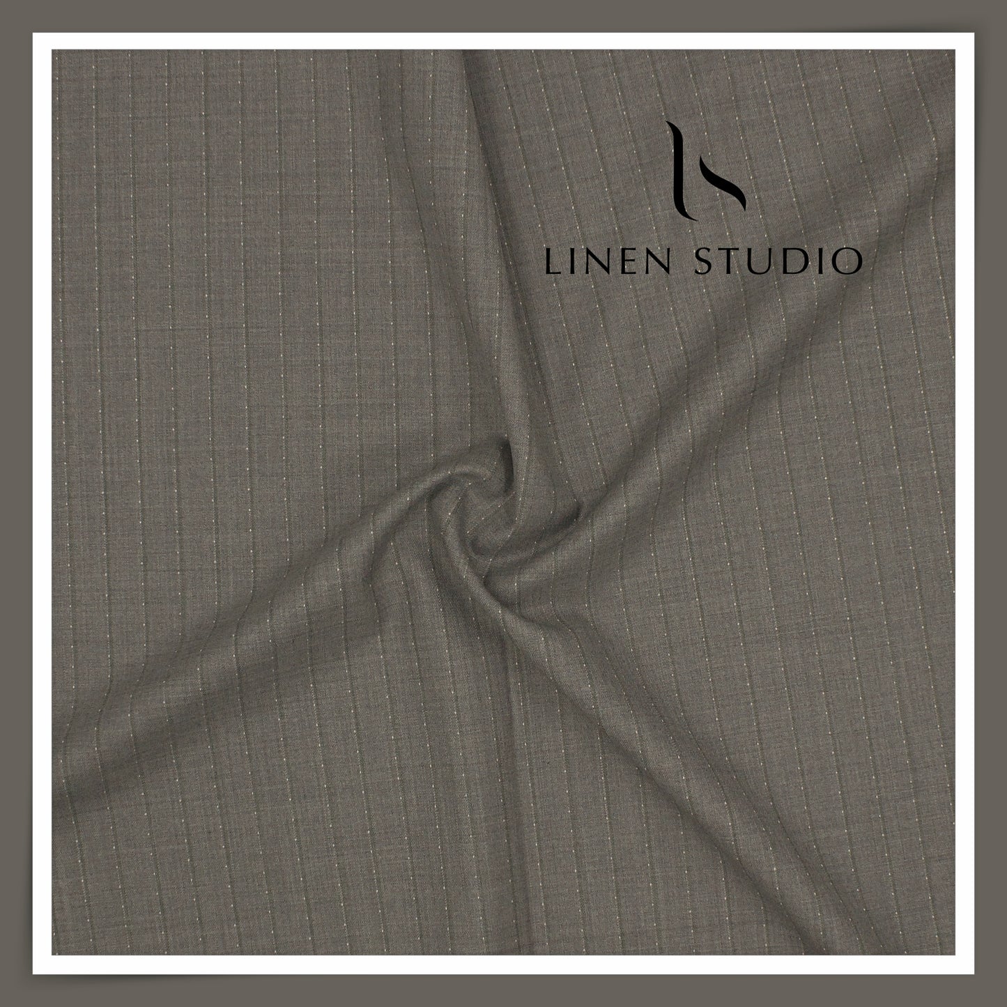 Super 150's Australian Merino Wool by Vercelli - Grey with Dotted Stripes (NEW) (Zoom In)