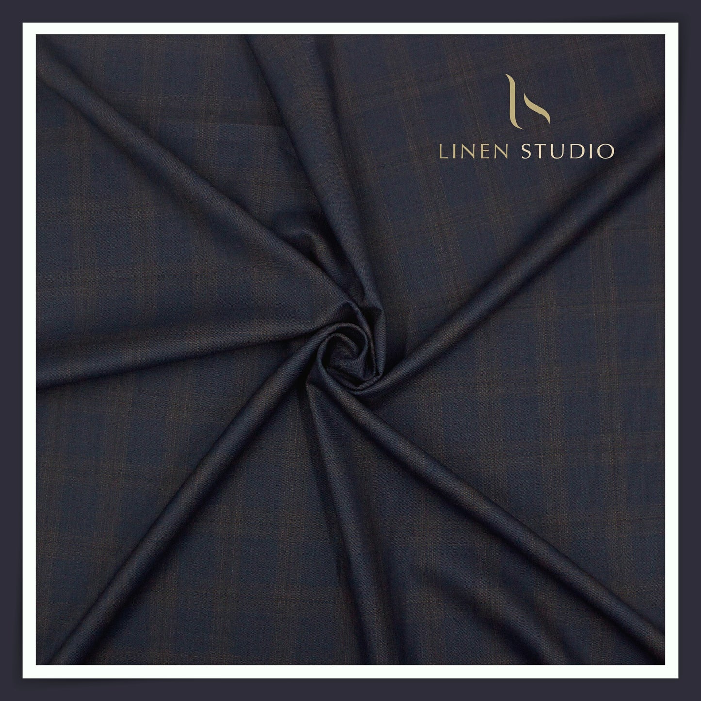 Super 150's Australian Merino Wool by Vercelli - Ebony Blue Classic Checks (NEW)