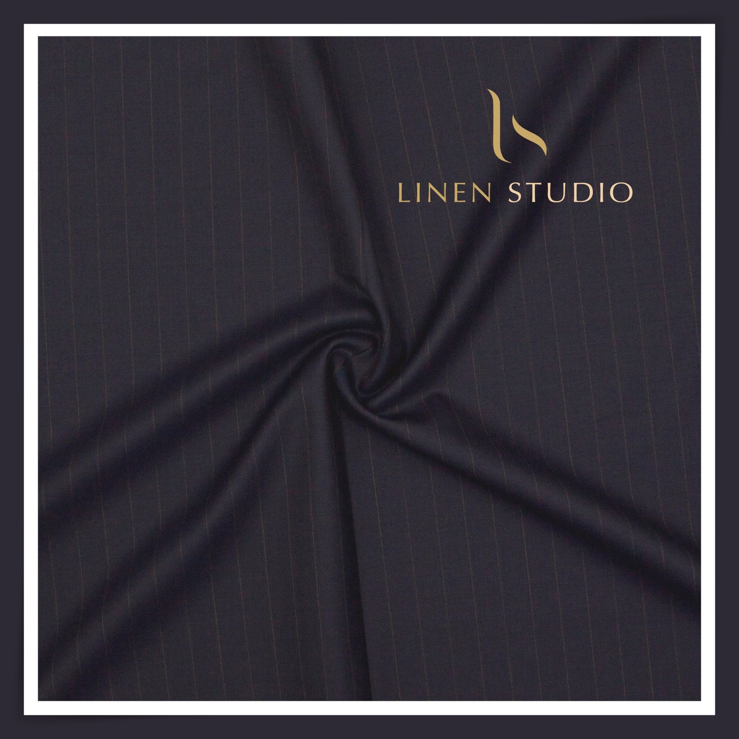 Super 150's Australian Merino Wool by Vercelli - Navy Blue with Brown Stripes (NEW)