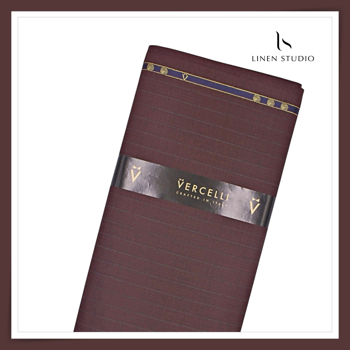 Vercelli Italy Harmony 130's 70% Australian Merino Wool Rich Suiting - Wine Maroon 1.50 Cms Pinstripes (Latest Collection)