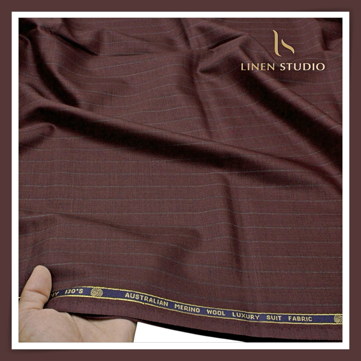 Vercelli Italy Harmony 130's 70% Australian Merino Wool Rich Suiting - Wine Maroon 1.50 Cms Pinstripes (Latest Collection)