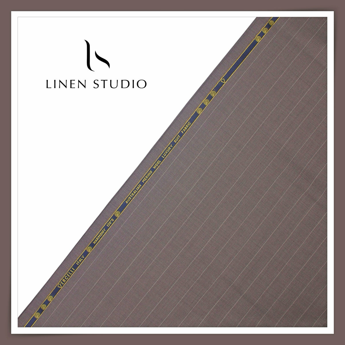 Vercelli Italy Harmony 130's 70% Australian Merino Wool Rich Suiting - Dusty Mauve with 2.30 Cms White Pinstripe (Latest Collection)