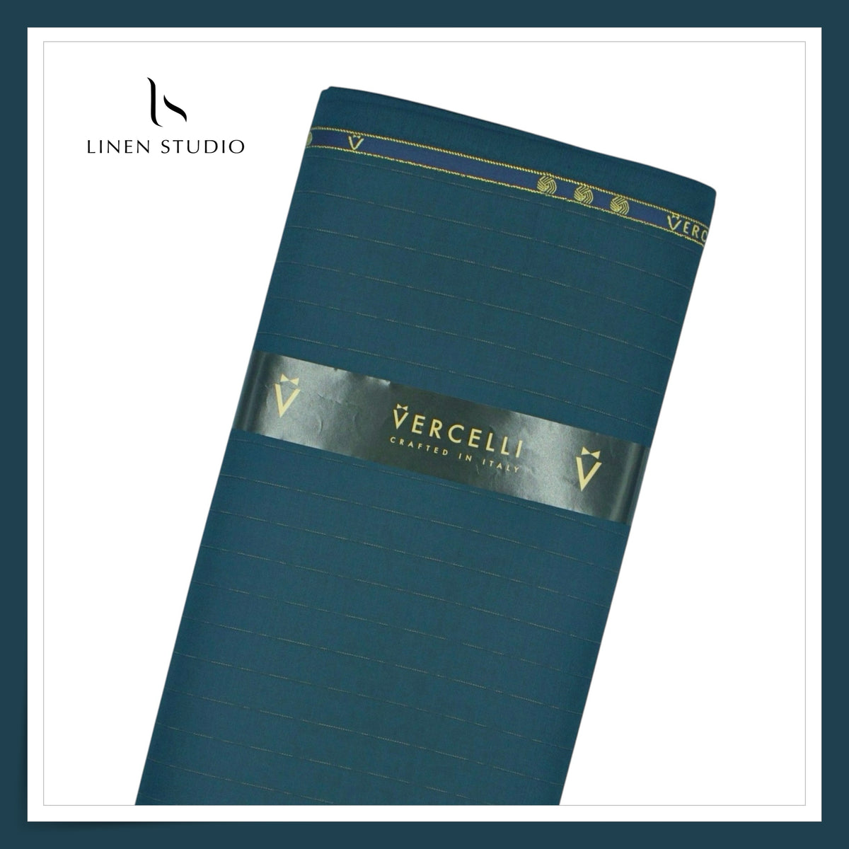 Vercelli Italy Harmony 130's 70% Australian Merino Wool Rich Suiting - Teal Blue 1.60 Cms Pinstripe (Latest Collection) (Copy)