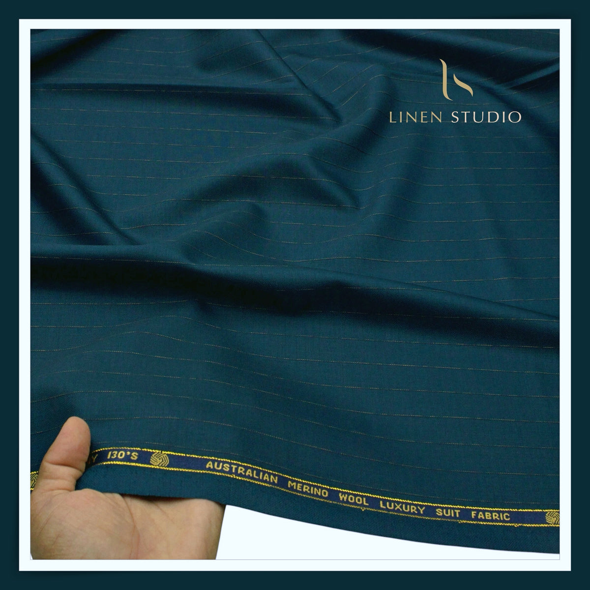 Vercelli Italy Harmony 130's 70% Australian Merino Wool Rich Suiting - Teal Blue 1.60 Cms Pinstripe (Latest Collection) (Copy)