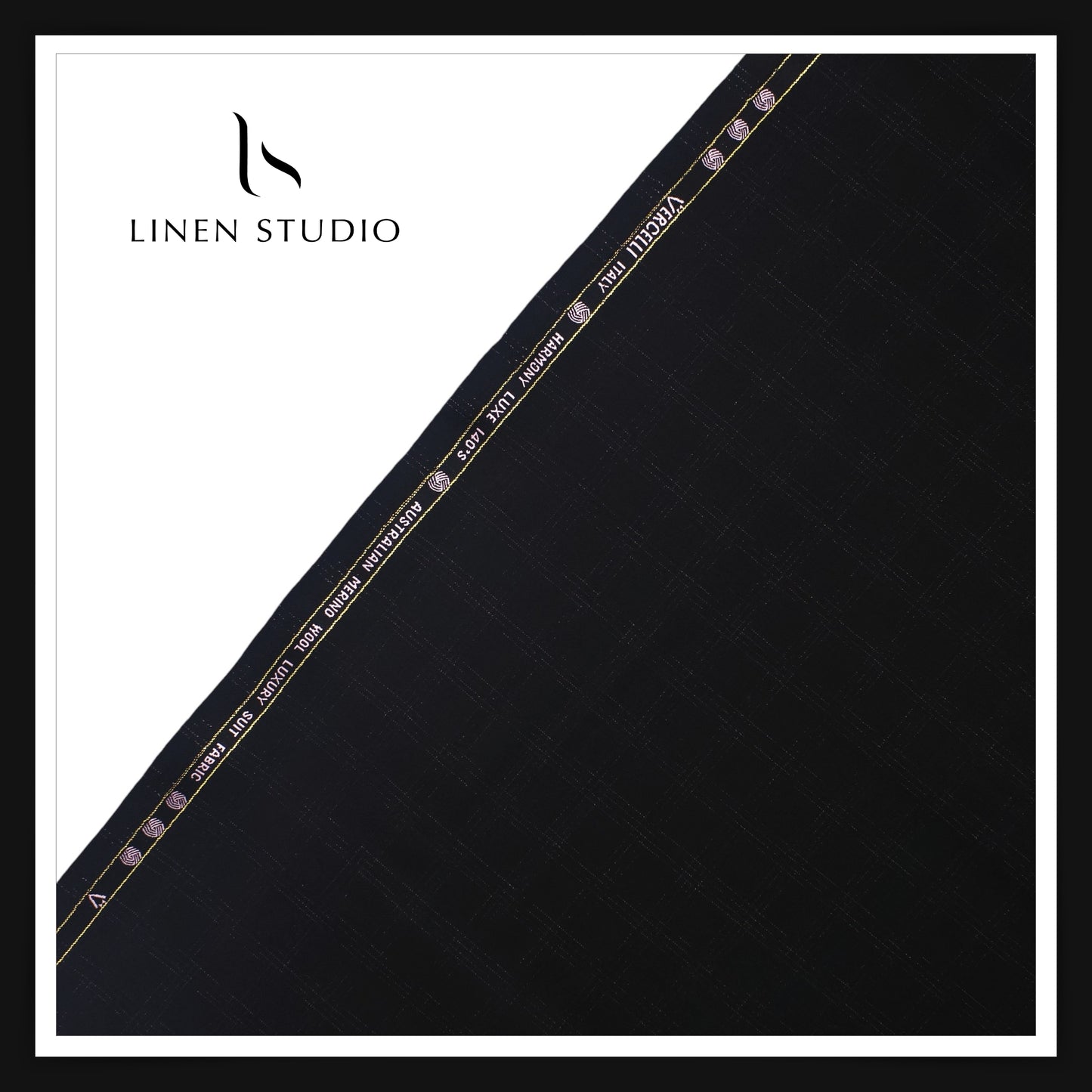 140's Australian Merino Wool by Vercelli - Black Subtle Checks (zoom in)