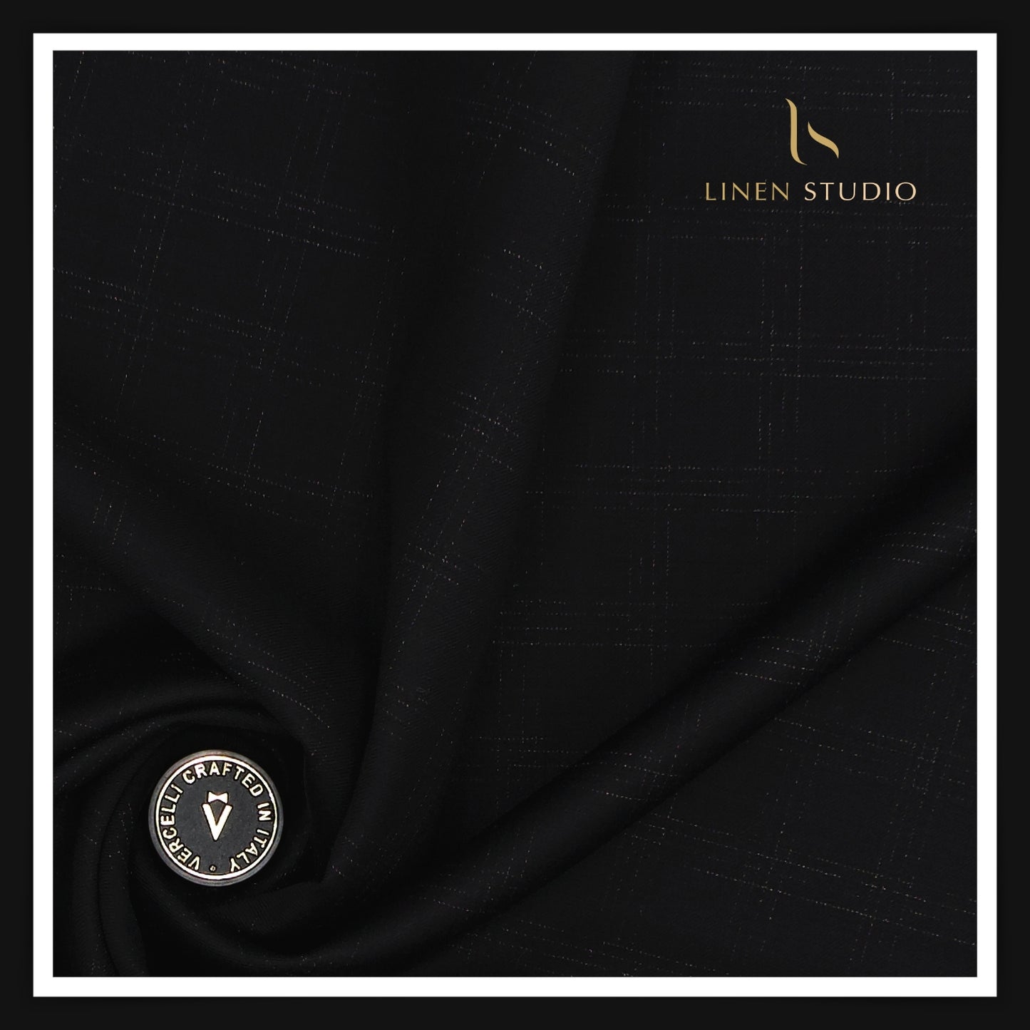 140's Australian Merino Wool by Vercelli - Black Subtle Checks (zoom in)