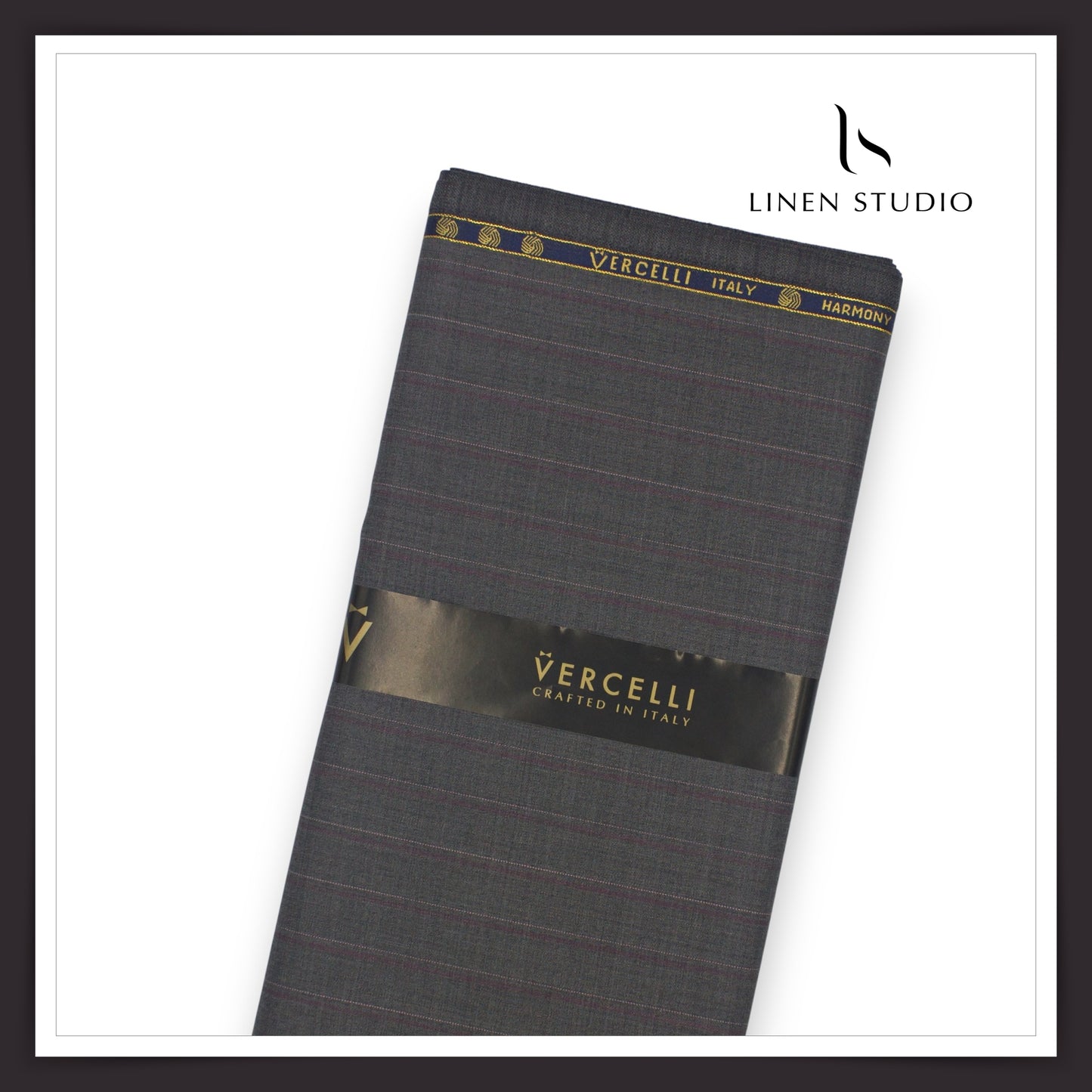 130's Australian Merino Wool by Vercelli - Fuscous Grey Stripes (NEW)