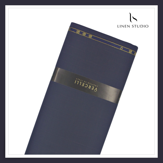 130's Australian Merino Wool by Vercelli - Bright Gun Powder Grey Stripes (NEW)