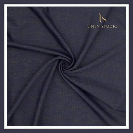 130's Australian Merino Wool by Vercelli - Tealish Blue Checks (NEW)