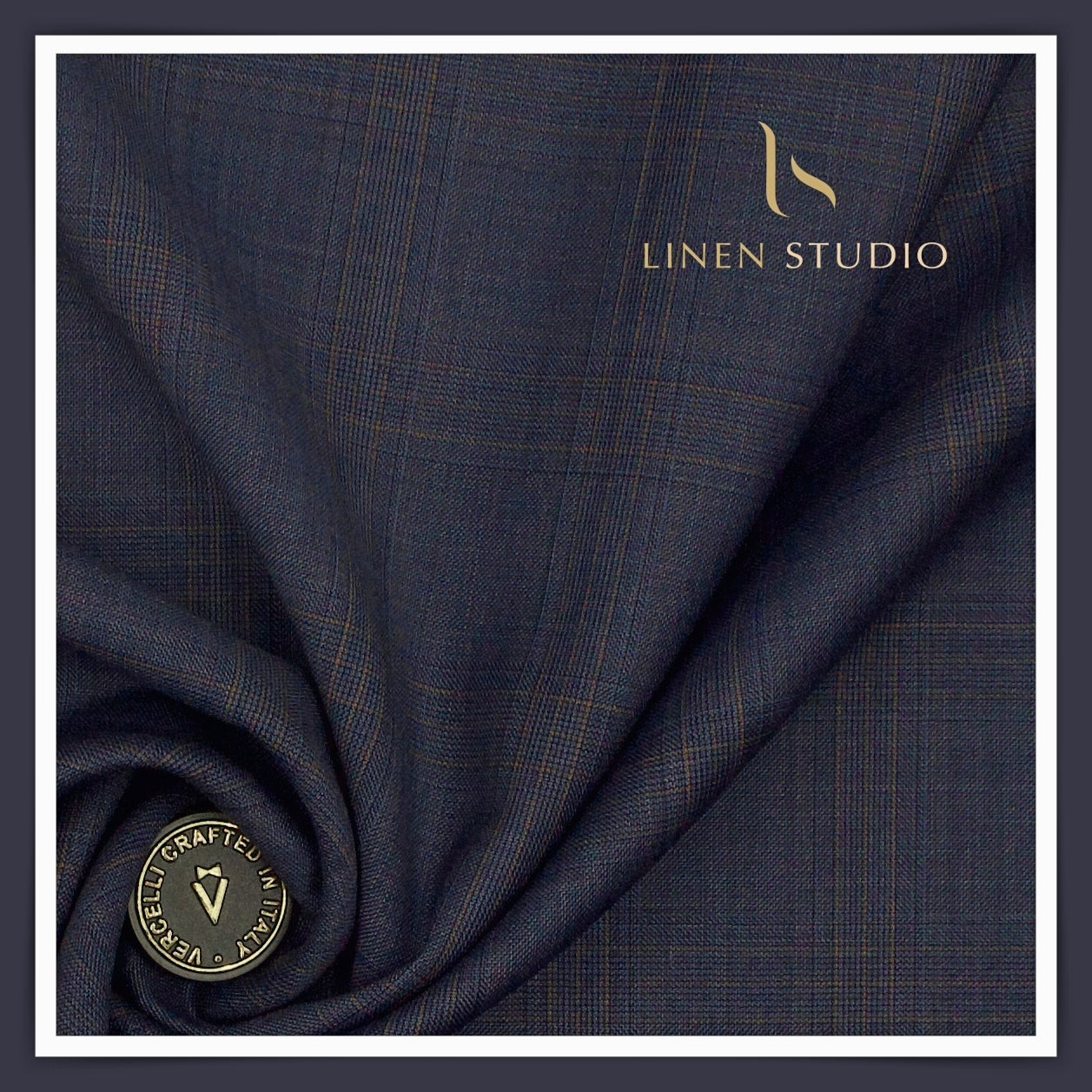 130's Australian Merino Wool by Vercelli - Tealish Blue Checks (NEW)