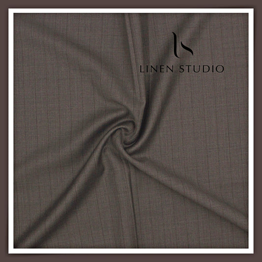 130's Australian Merino Wool by Vercelli - Brownish Grey Stripes (NEW)