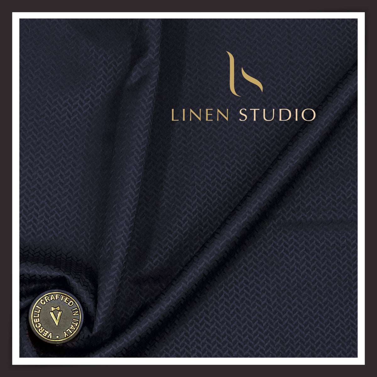 Vercelli Italy Harmony 130’s Australian Merino Wool Rich Dobby Suiting - Blue Tonal Chevron (NEW) (Zoom In)