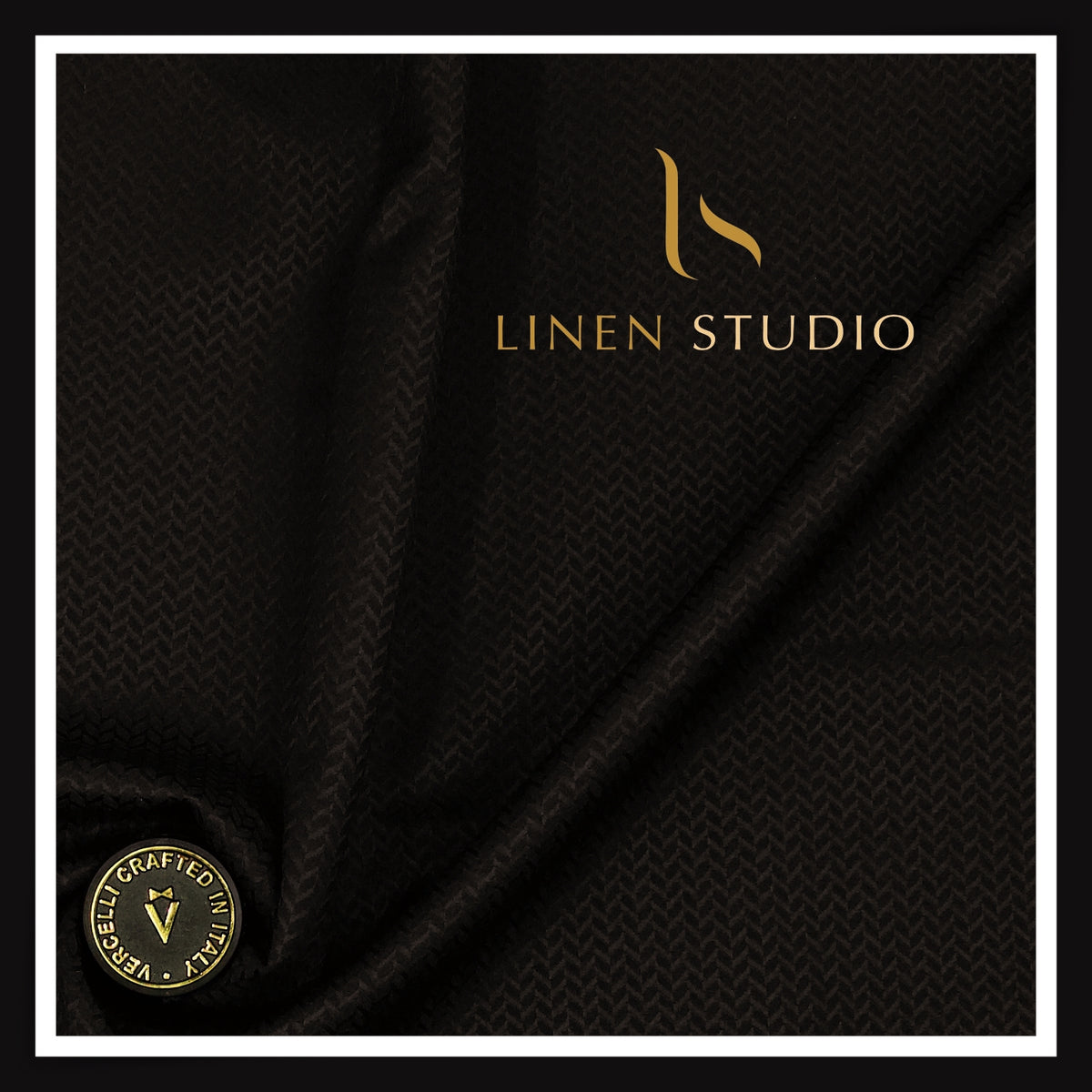 Vercelli Italy Harmony 130’s Australian Merino Wool Rich Dobby Suiting - Dark Brown Tonal Chevron (NEW) (Zoom In)