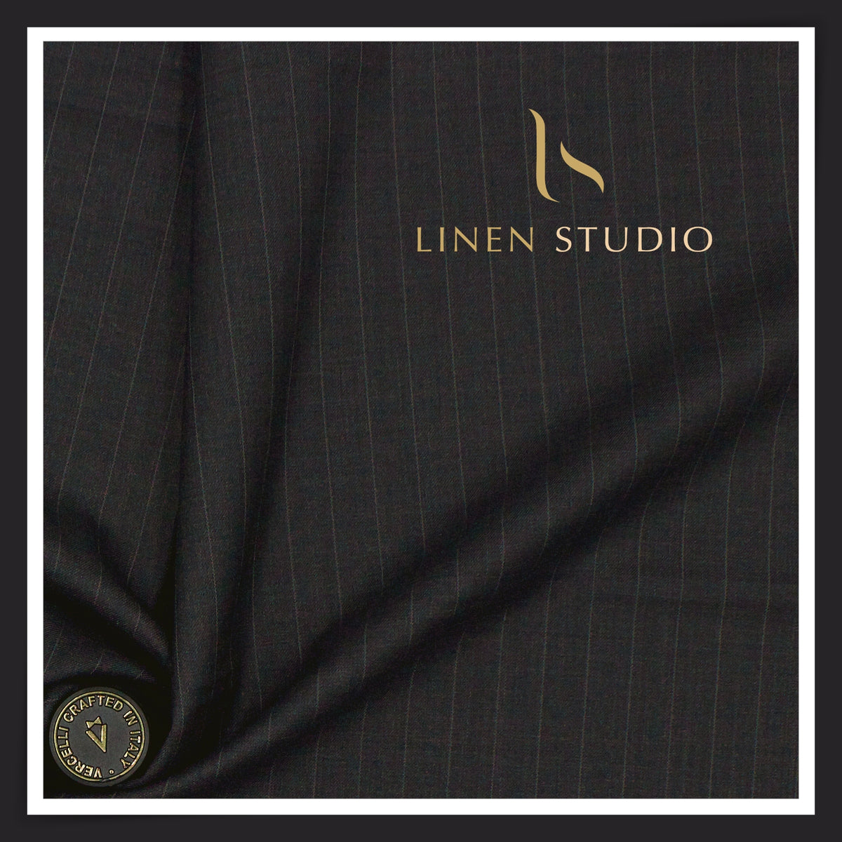 Vercelli Italy Lexura 160's 50% Australian Merino Wool Rich Twill Weave Suiting - Elephant Grey Pinstripes (NEW)