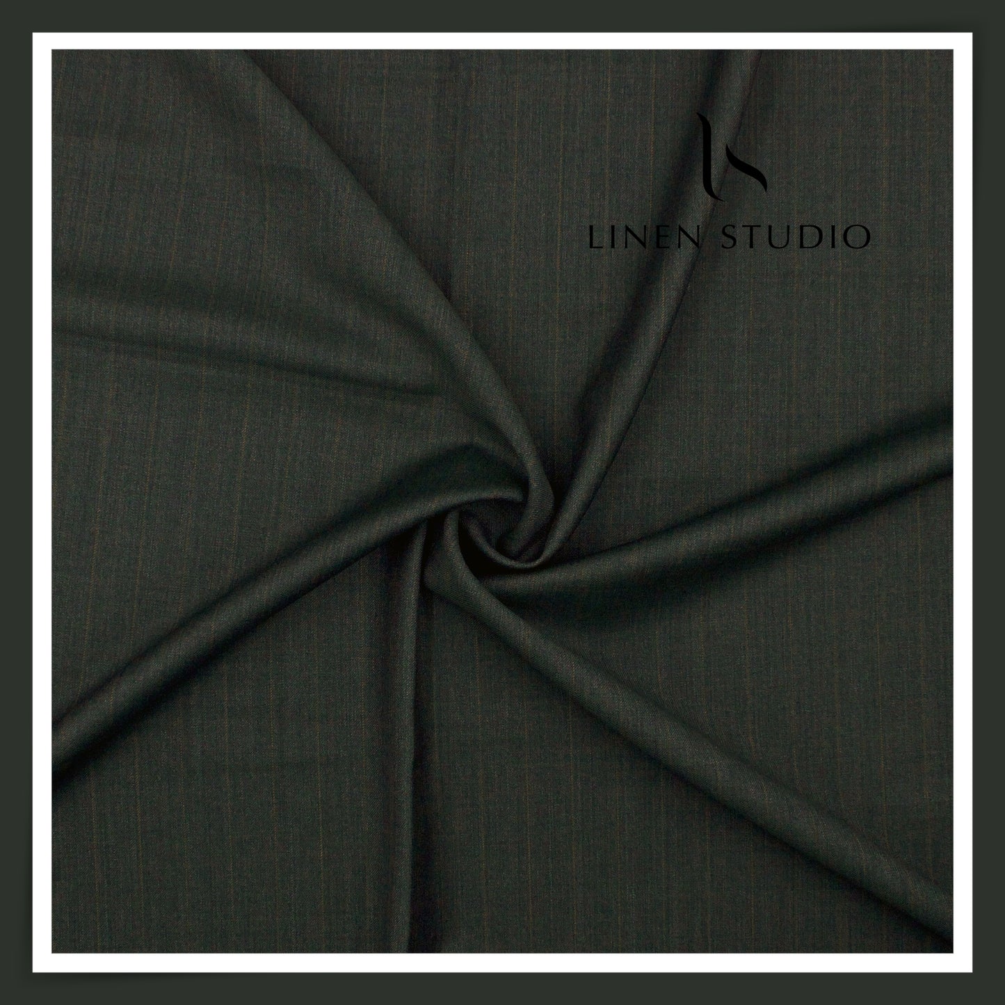 120's Australian Merino Wool by Vercelli - Dark Greenish Grey with Subtle Stripes (NEW)