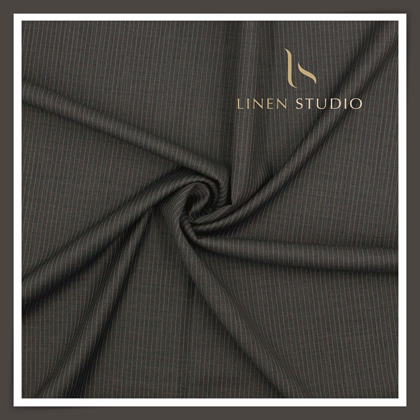 120's Australian Merino Wool by Vercelli - Dusty Grey with Close Pin Stripes (NEW)